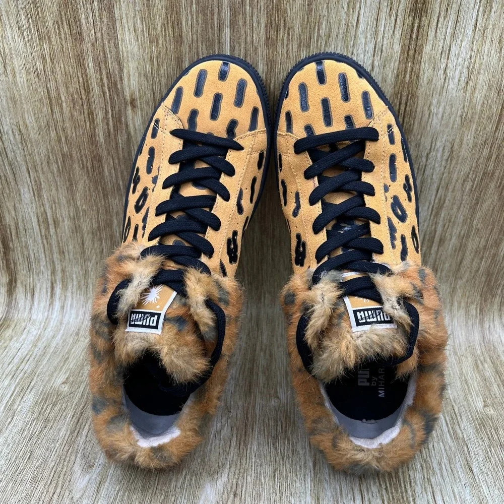Puma x Mihara Yasuhiro Men's Size 10 Tan Black Leopard Faux Fur Shoes 357300-01
